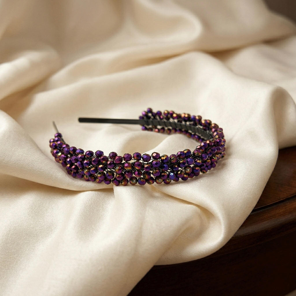 Braut Haarreif Violett Kristall Strass Draht Haarband Haarschmuck - AVYRAA BRIDAL