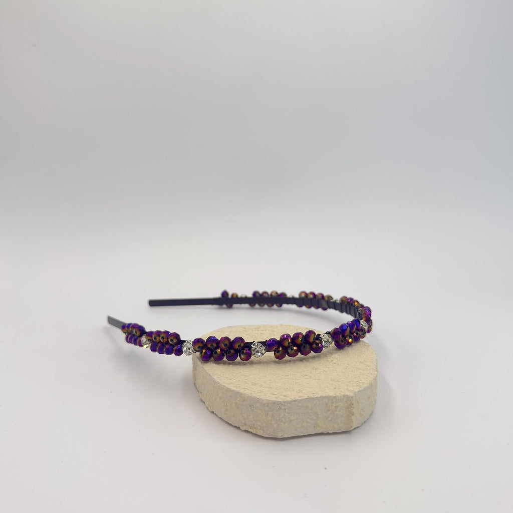 Braut Haarreif Violett Kristall Strass Draht Schwarz Haarband - AVYRAA BRIDAL