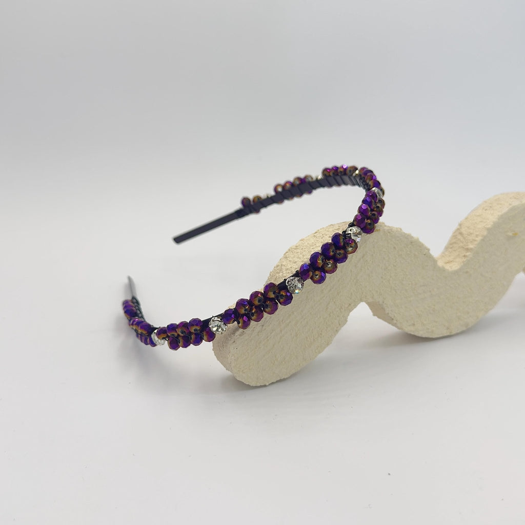 Braut Haarreif Violett Kristall Strass Draht Schwarz Haarband - AVYRAA BRIDAL
