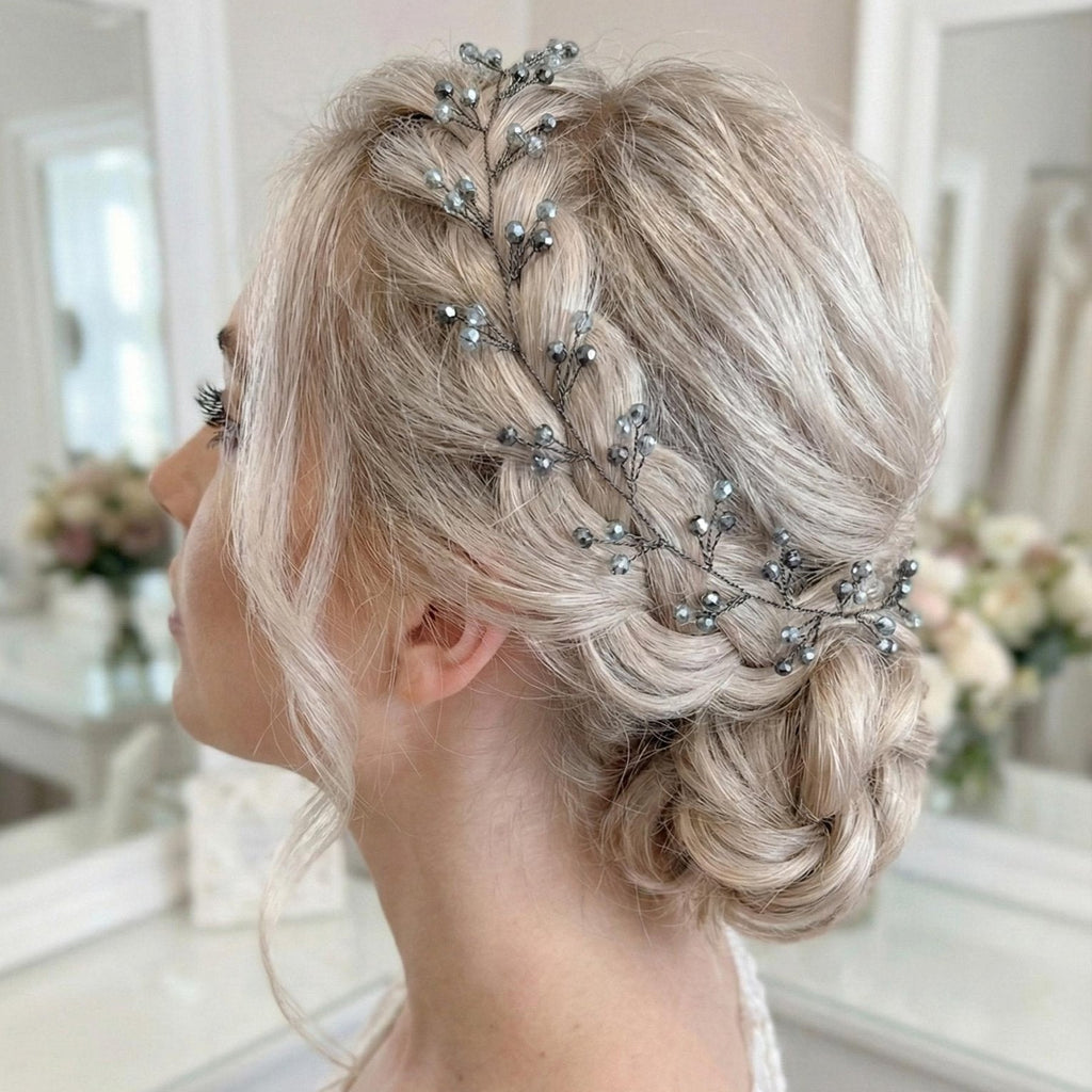 Braut Hair Vine Nachtblau Eisblau Kristall Draht Headpiece - AVYRAA BRIDAL