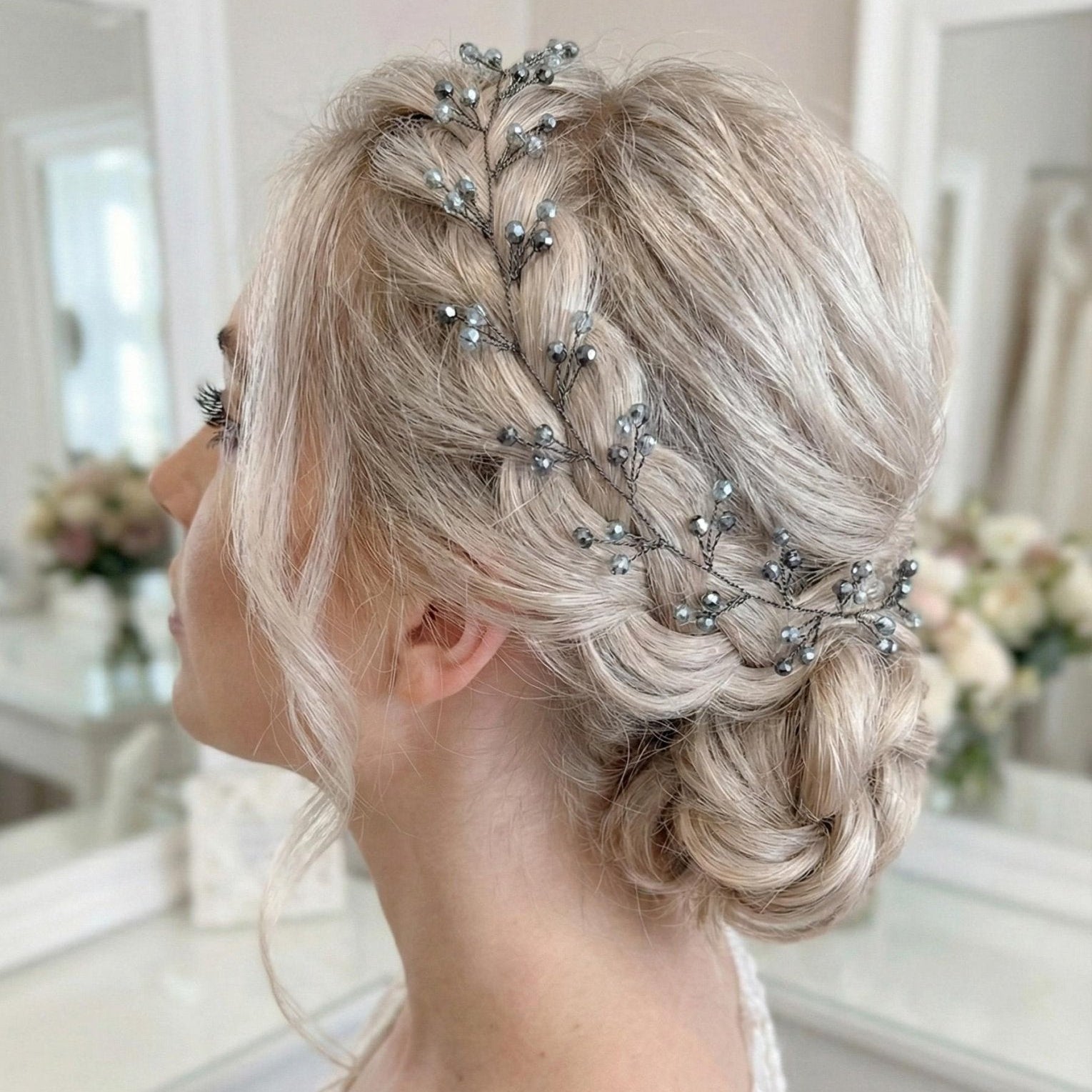 Braut Hair Vine Nachtblau Eisblau Kristall Draht Headpiece - AVYRAA BRIDAL