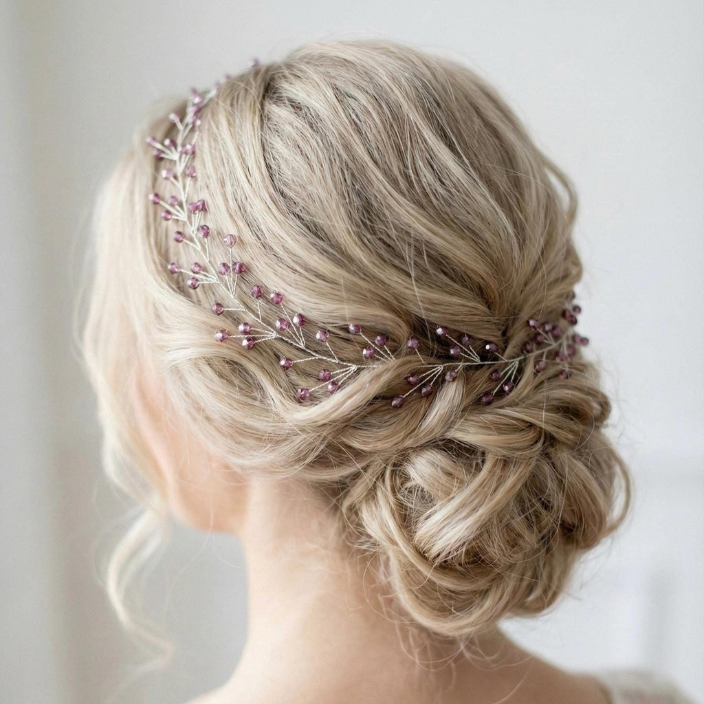 Braut Hair Vine Rosa Kristall Flexibel Lineares Haarband Haarschmuck - AVYRAA BRIDAL