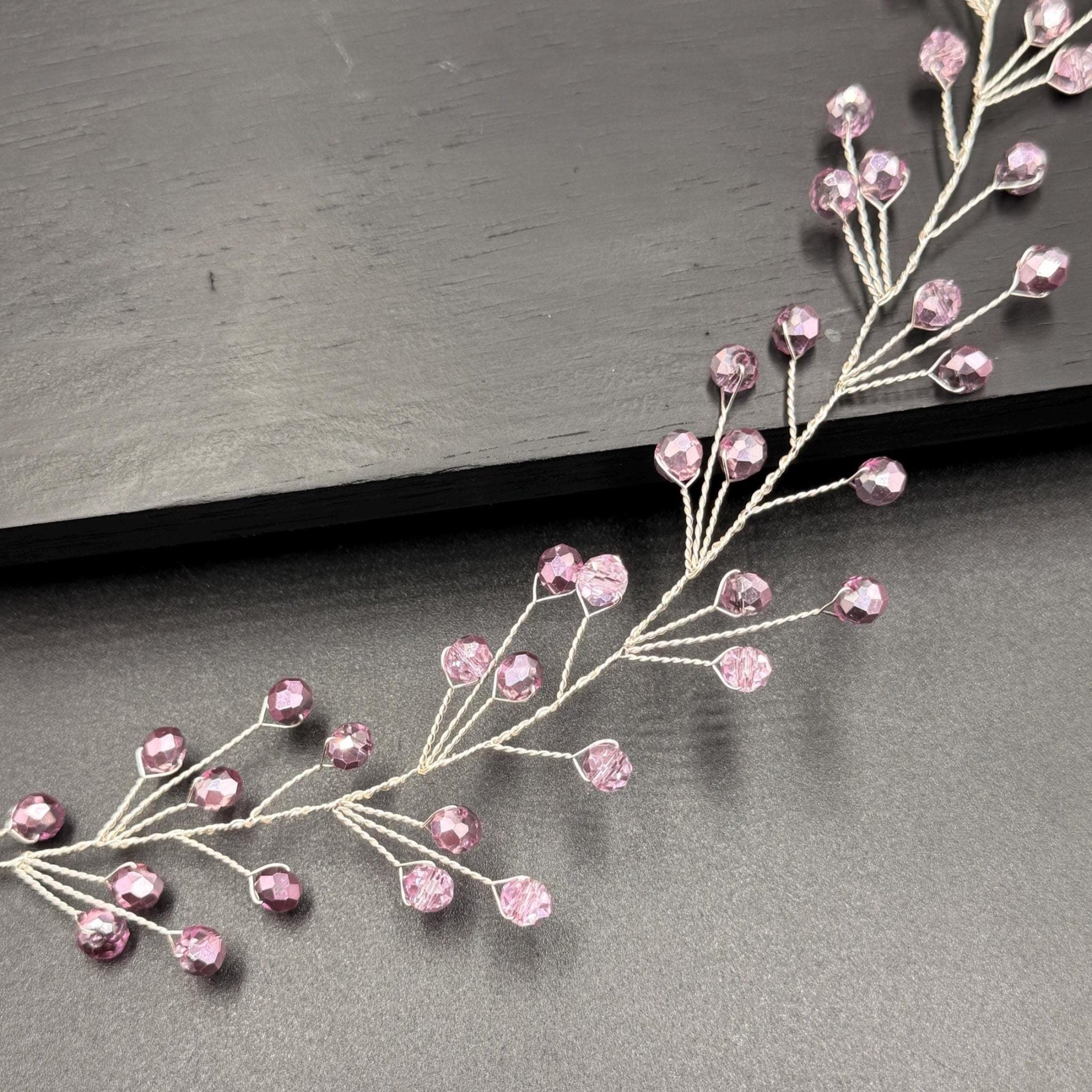 Braut Hair Vine Rosa Kristall Flexibel Lineares Haarband Haarschmuck - AVYRAA BRIDAL