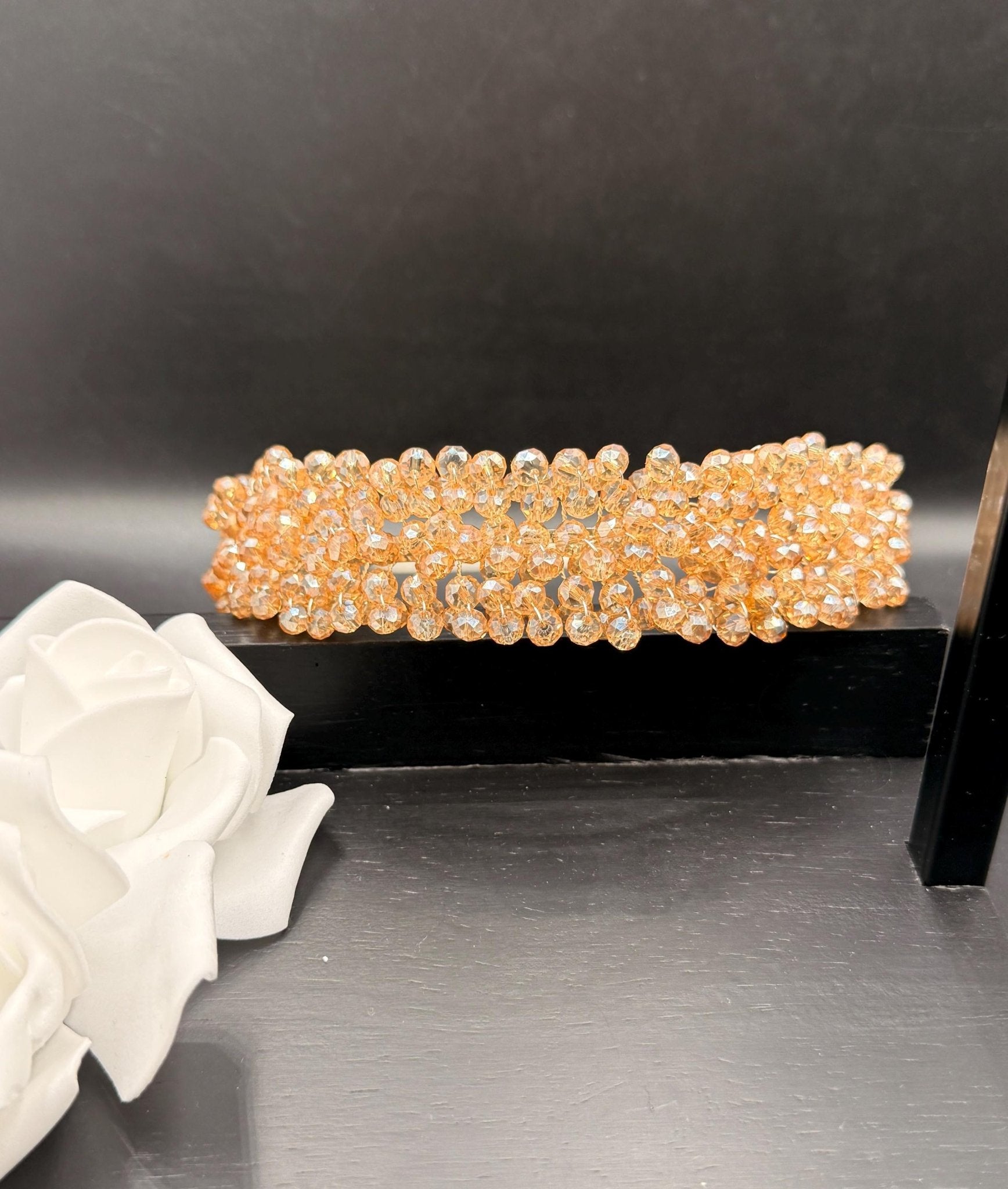 Braut Tiara Hellgold Champagner Kristall Strass Draht Haarband Haarschmuck - AVYRAA BRIDAL