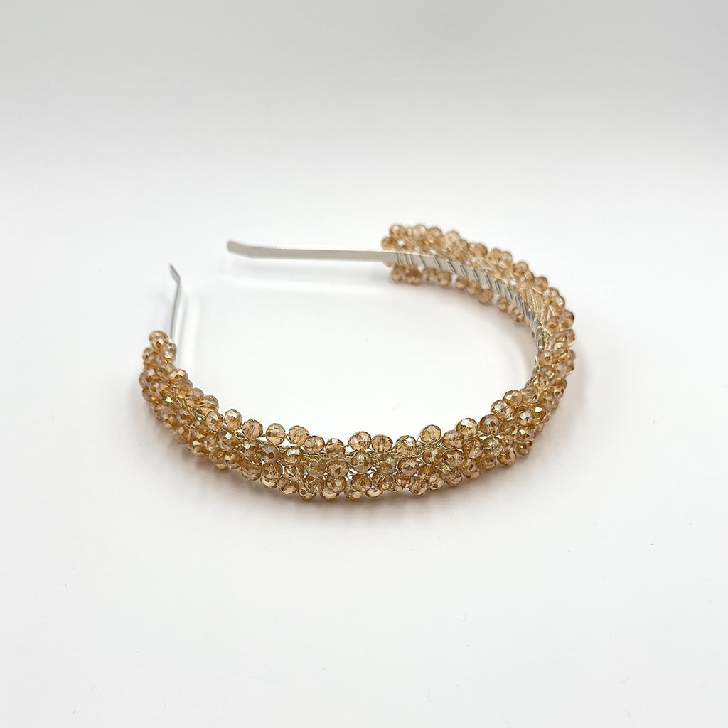 Braut Tiara Hellgold Kristall Champagner Draht Haarband Haarschmuck - AVYRAA BRIDAL