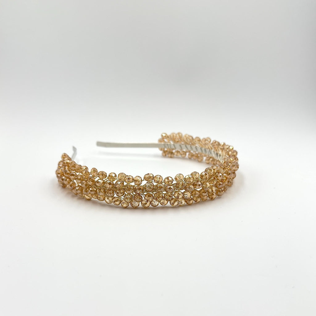 Braut Tiara Hellgold Kristall Champagner Draht Haarband Haarschmuck - AVYRAA BRIDAL