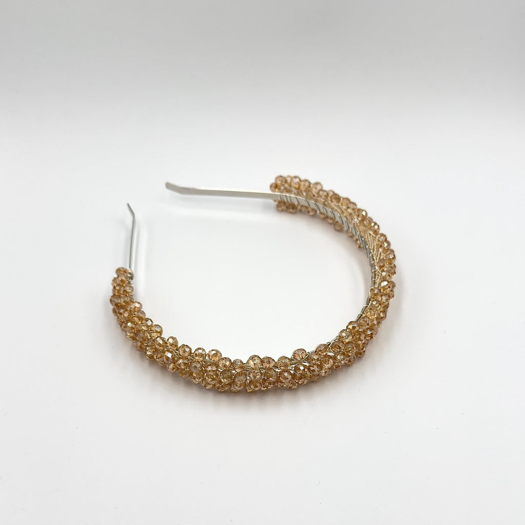 Braut Tiara Hellgold Kristall Champagner Draht Haarband Haarschmuck - AVYRAA BRIDAL