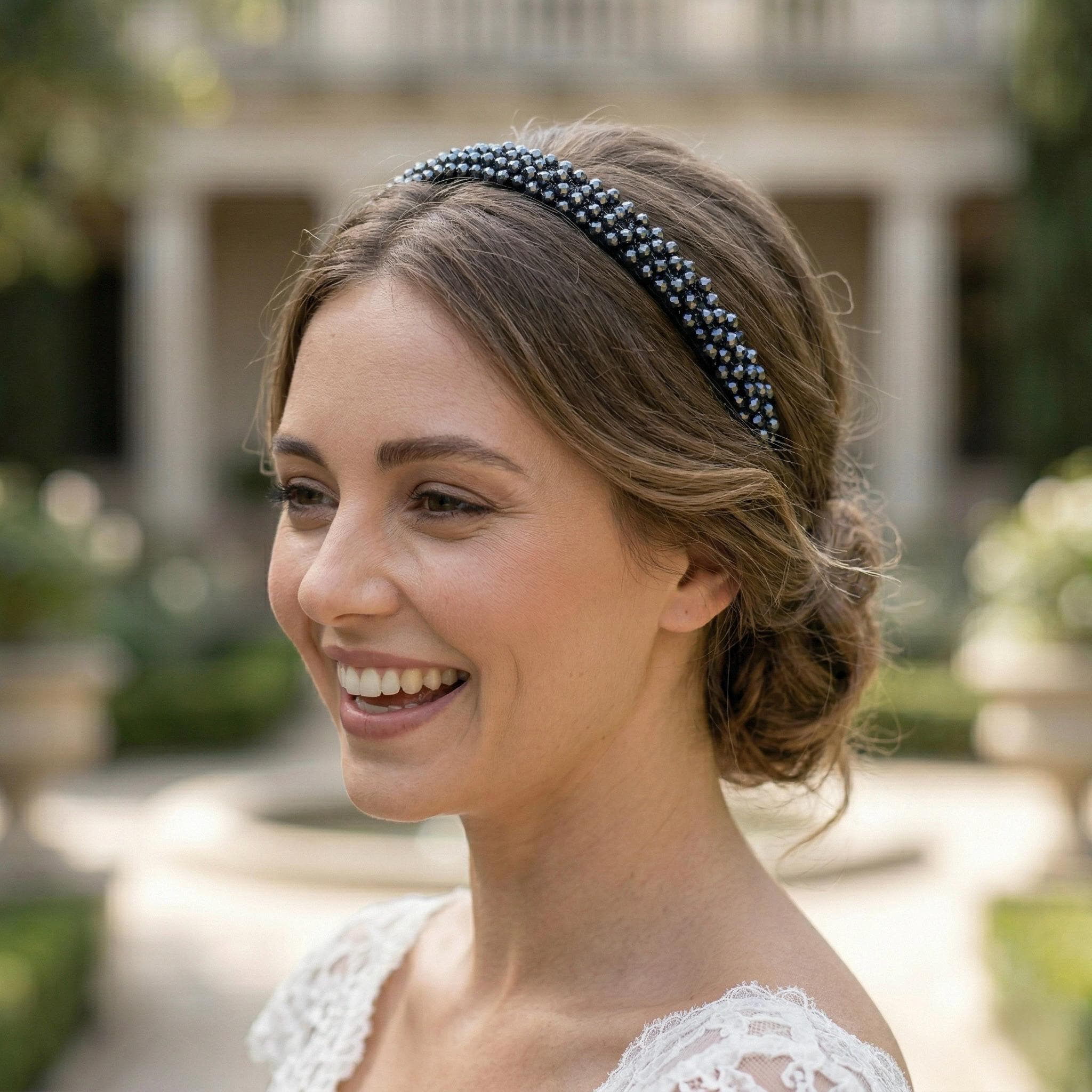 Braut Tiara Midnight Navy Kristall Draht Haarband Haarschmuck - AVYRAA BRIDAL