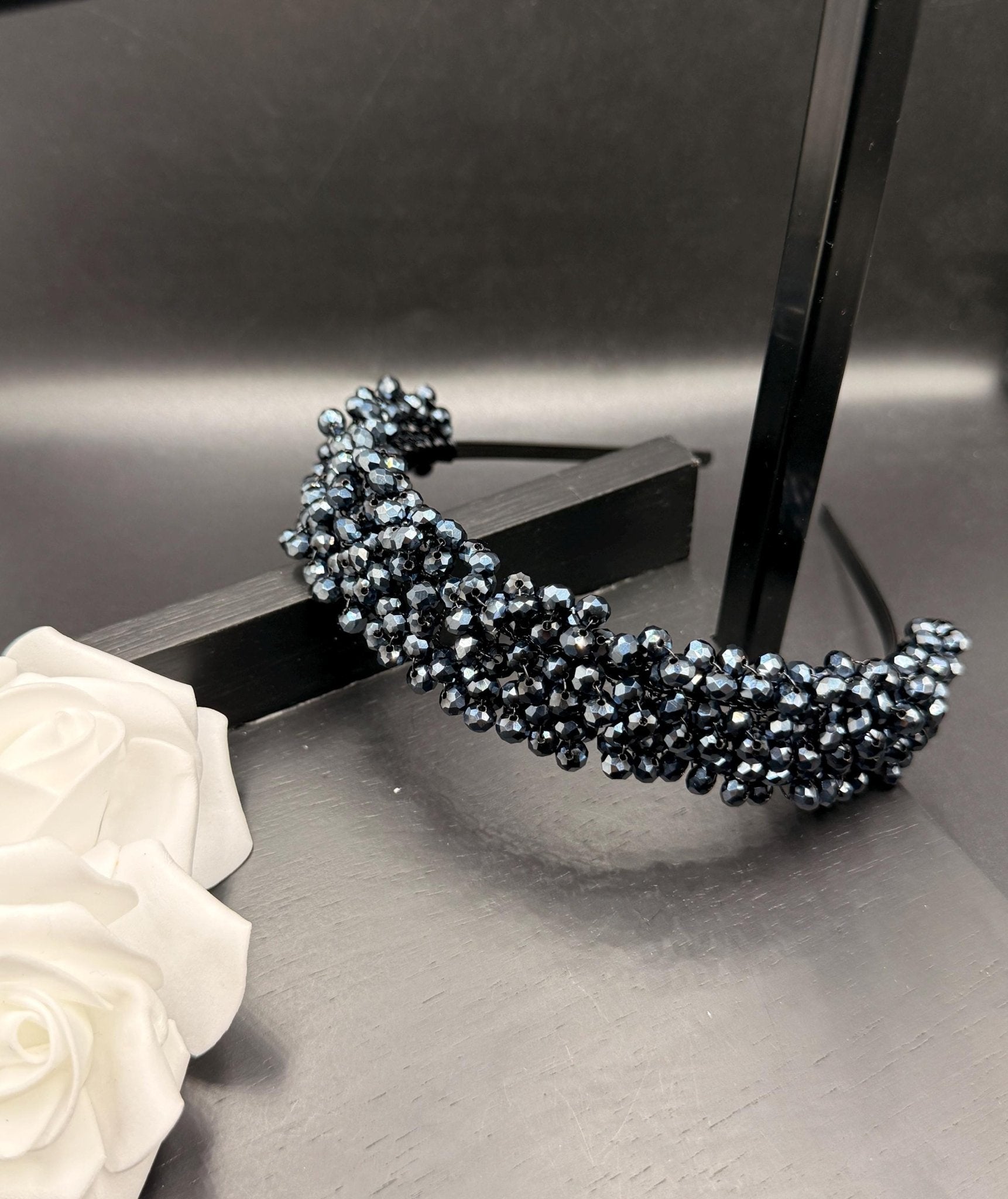 Braut Tiara Midnight Navy Kristall Strass Draht Haarband Haarschmuck - AVYRAA BRIDAL