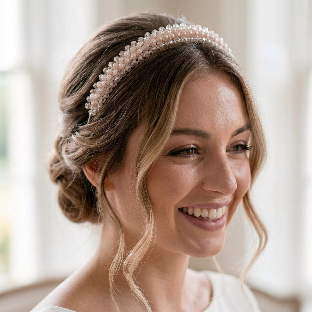 Braut Tiara Rosa Kristall Strass Draht Haarreif Haarschmuck - AVYRAA BRIDAL