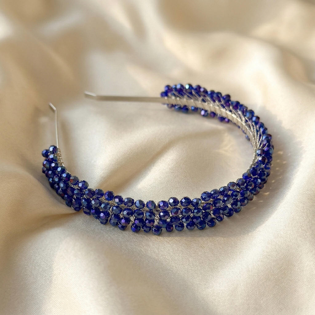 Braut Tiara Royalblau Kristall Draht Haarband Haarschmuck - AVYRAA BRIDAL