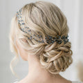 Bridal Hair Vine Light Blue Crystal Flexible Linear Wedding Headpiece - AVYRAA BRIDAL