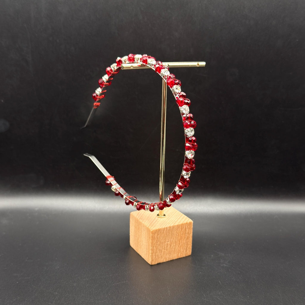 Dark Red Crystal Haarband aus schwarzem Metall, elegante Braut Tiara Krone, handgefertigter Haarreif für Hochzeit und Abend - AVYRAA BRIDAL