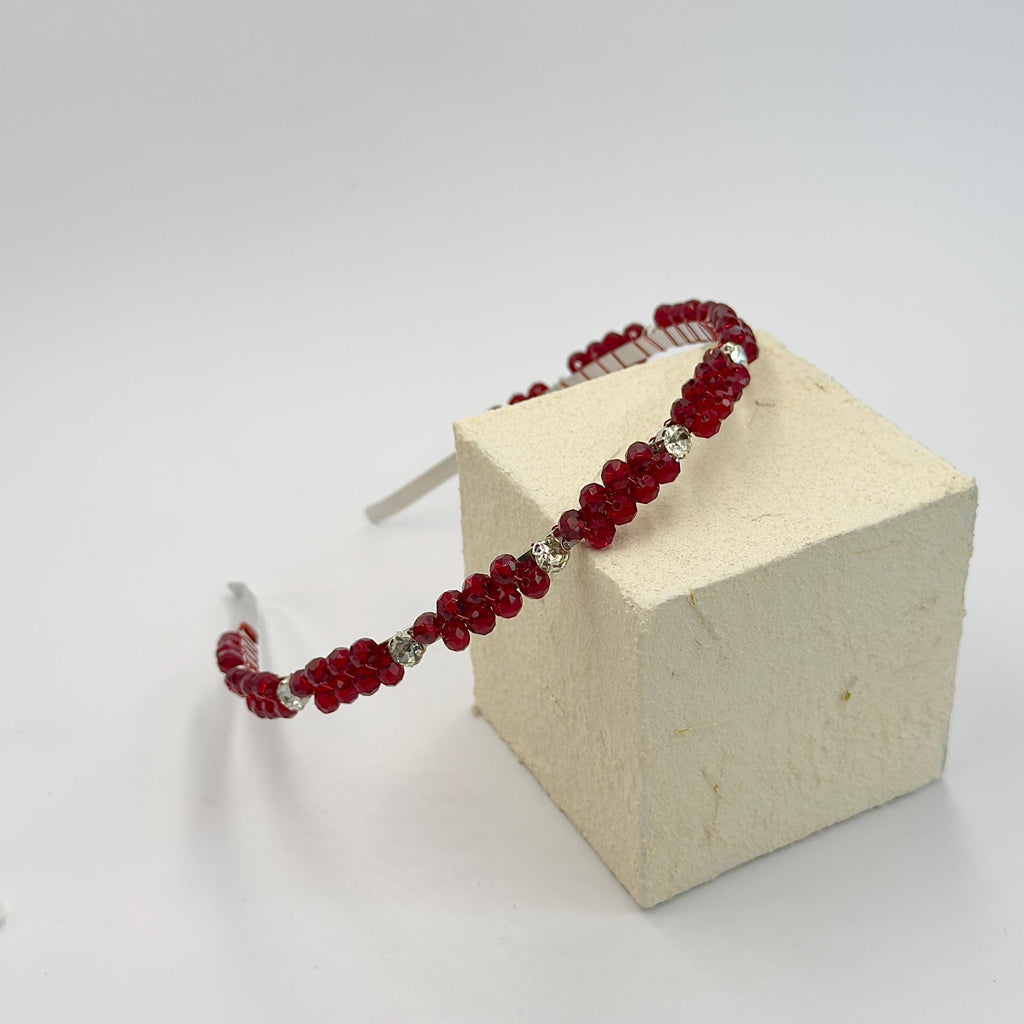 Dark Red Crystal Haarband, Elegante Braut Tiara, Handgefertigte Burgunder Kristallkrone, Hochzeits Haaraccessoire - AVYRAA BRIDAL