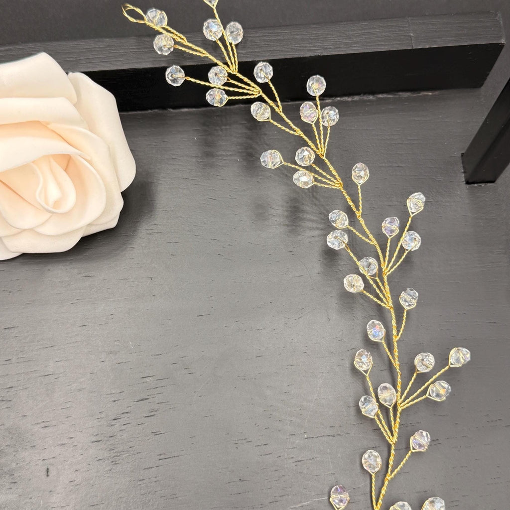 Facettierte Kristall Haarranke in Gold oder Silber - AVYRAA BRIDAL