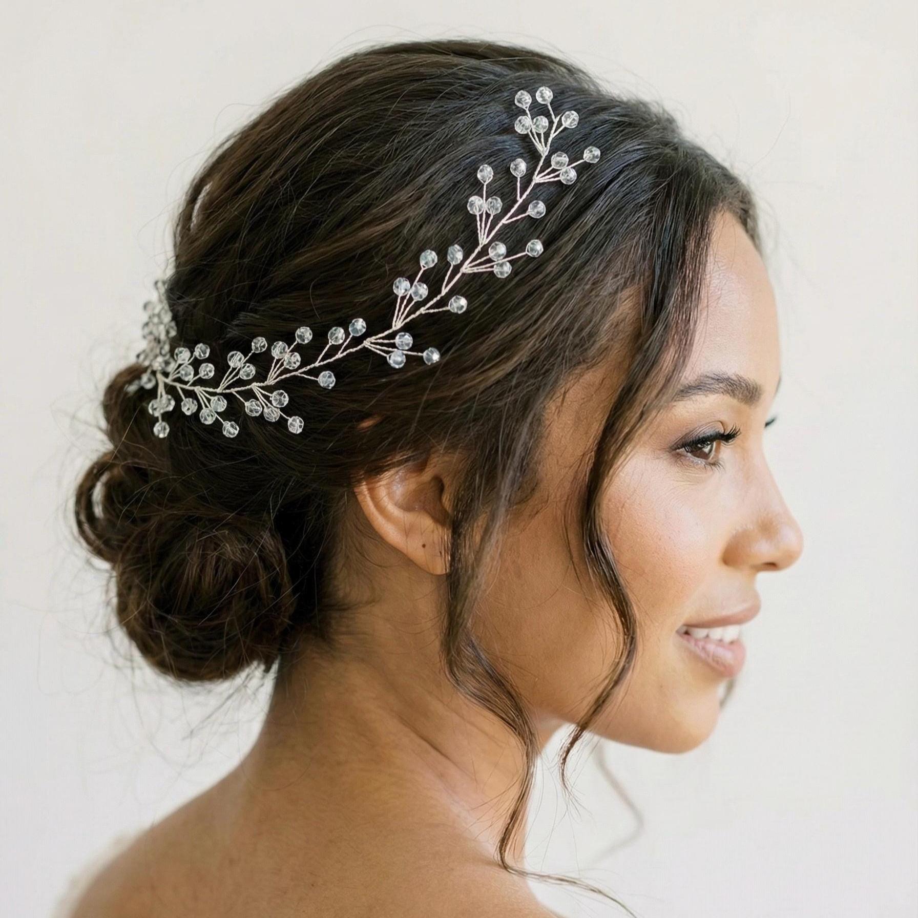 Facettierte Kristall Haarranke in Gold oder Silber - AVYRAA BRIDAL