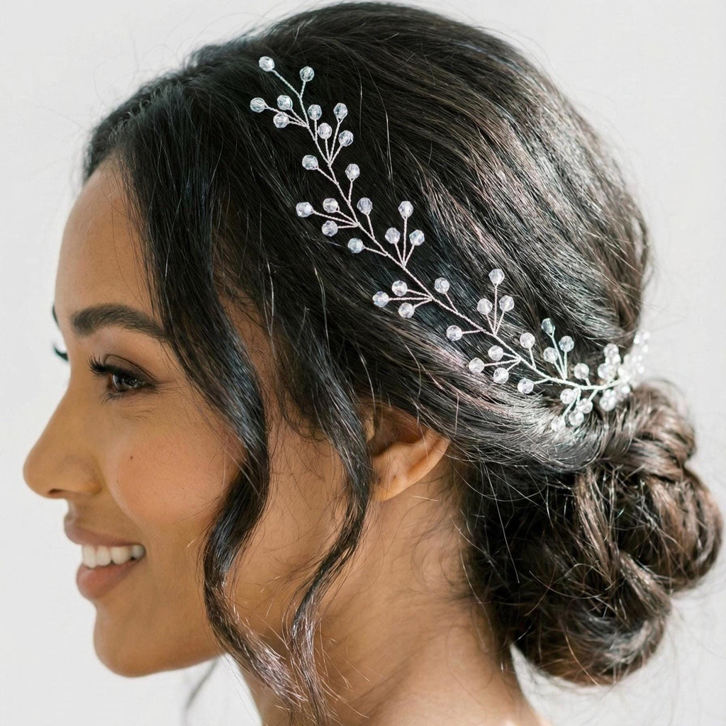 Facettierte Kristall Haarranke in Gold oder Silber - AVYRAA BRIDAL
