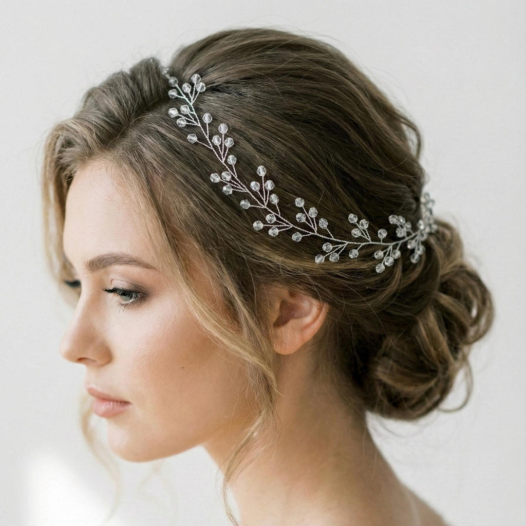 Facettierte Kristall Haarranke in Gold oder Silber - AVYRAA BRIDAL