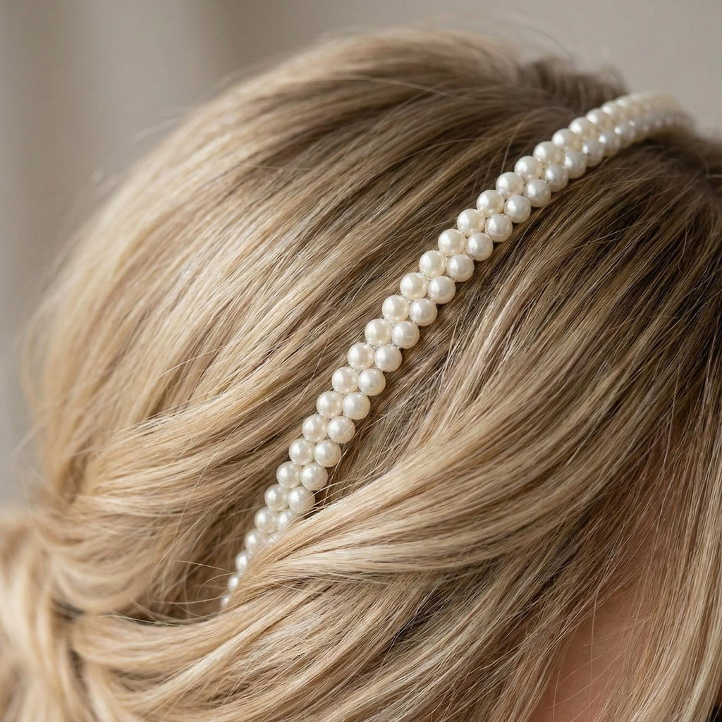 Feiner Perlen Haarreif für schlichte Brautfrisuren - AVYRAA BRIDAL