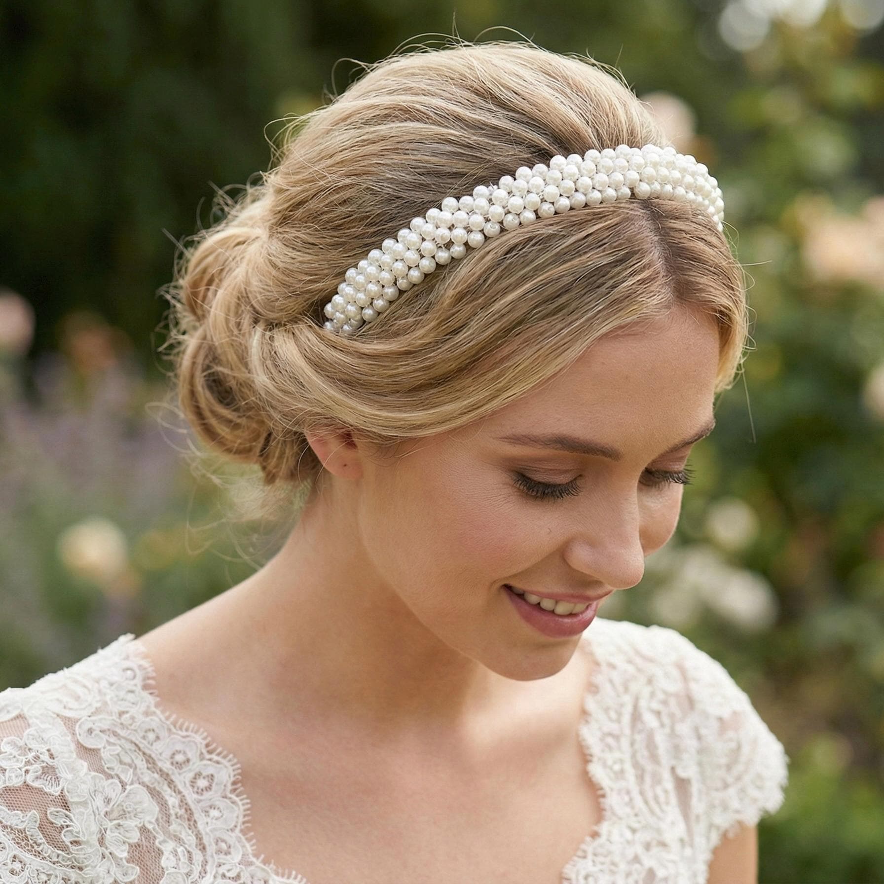 Filigrane Braut Tiara mit Perlen und Kristallen - AVYRAA BRIDAL