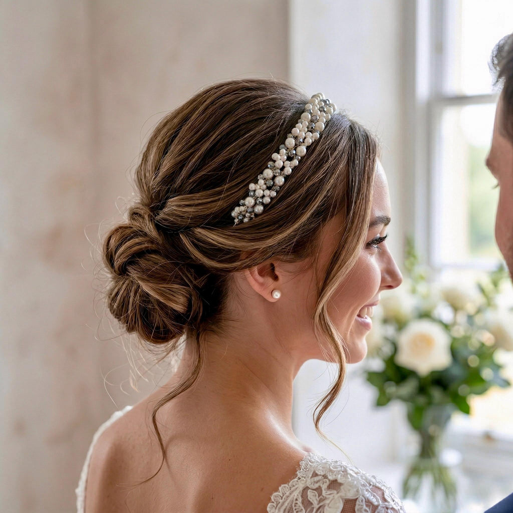 Filigrane Kristall Tiara in Silber für Bräute - AVYRAA BRIDAL