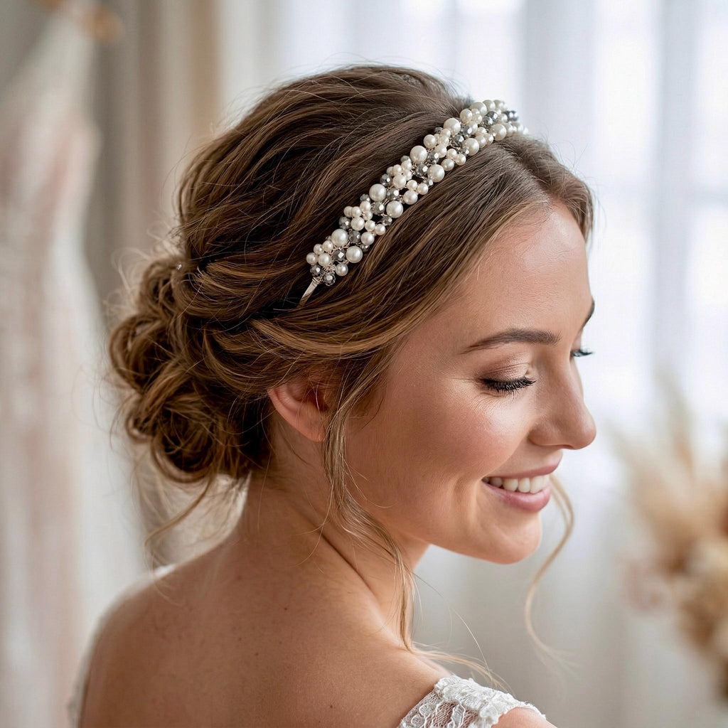 Filigrane Kristall Tiara in Silber für Bräute - AVYRAA BRIDAL