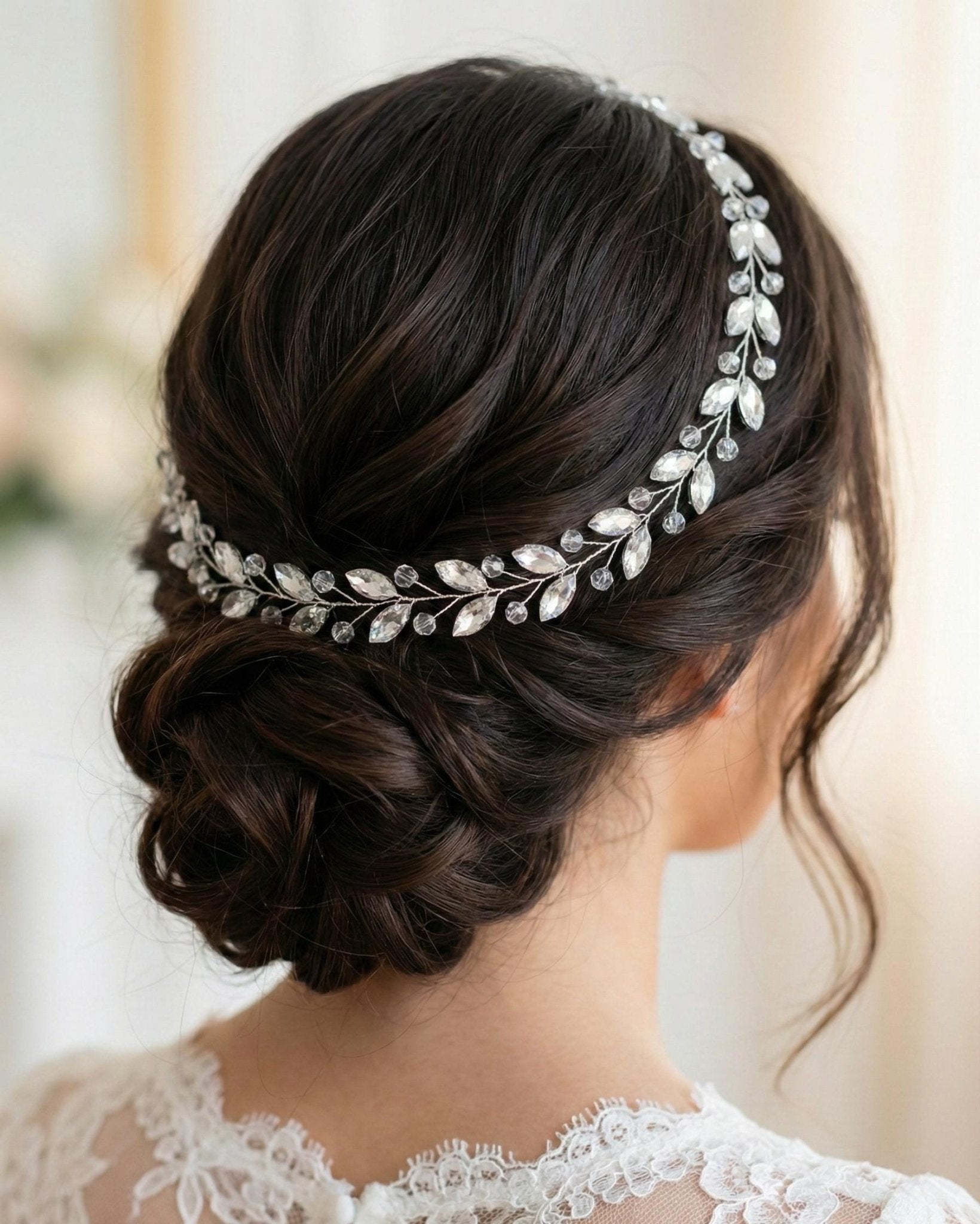 Flexible Kristall Haarranke 40 cm für Brautfrisuren - AVYRAA BRIDAL