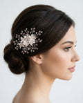 Floraler Haarkamm mit zartrosa Kristallen für Braut, Eleganter Hochzeit Haarschmuck mit Blumen - AVYRAA BRIDAL