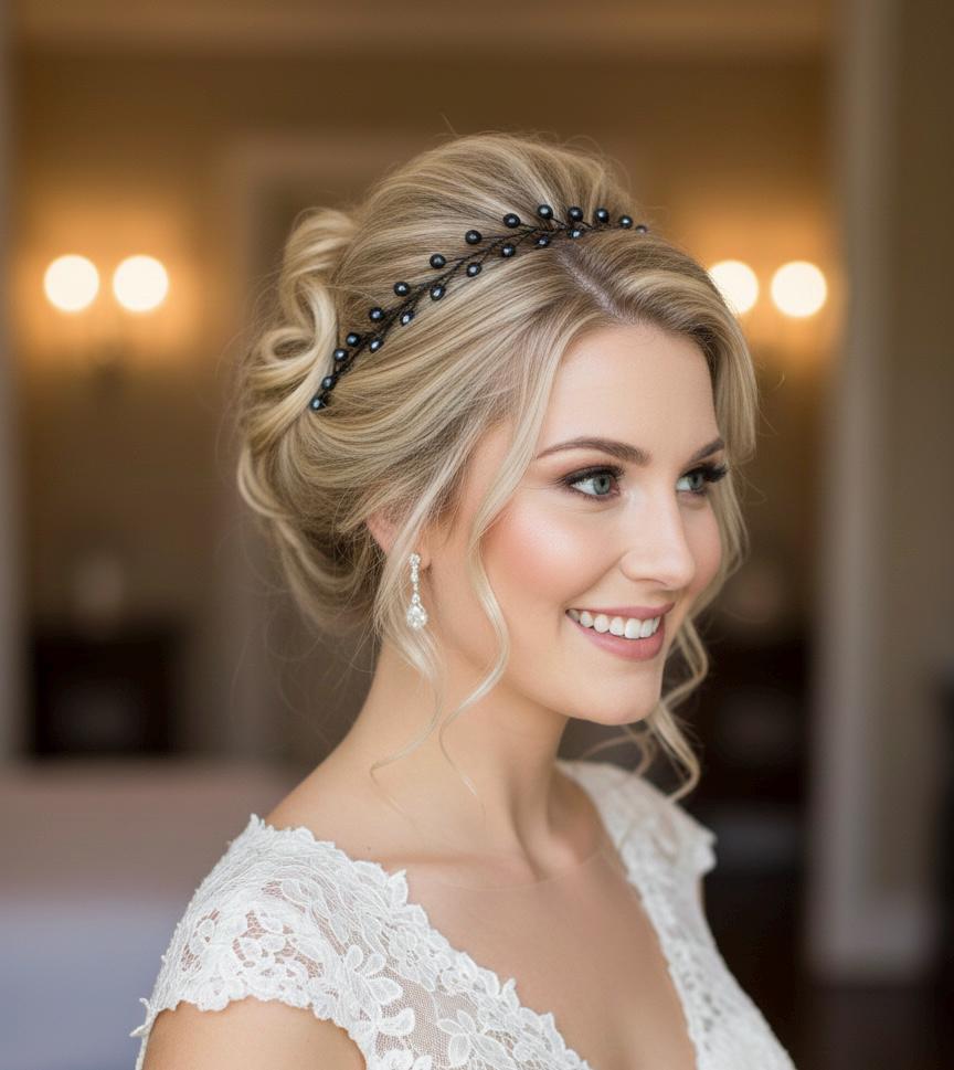 Handgefertigter Haarreif mit nachtblauen Kristallen – flexibel, individuell anpassbar, Brautschmuck & festlicher Haarschmuck - AVYRAA BRIDAL