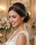 Handgefertigter Haarvine mit gold - und klarfacettierten Glasperlen – Eleganter flexibler Braut - Haarschmuck auf Silberdraht - AVYRAA BRIDAL