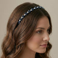 Handgefertigtes Kristall - Haarband in Navyblau, Elegante Kronen - Tiara mit tiefblauen Kristallen und dezenten Akzenten, - AVYRAA BRIDAL