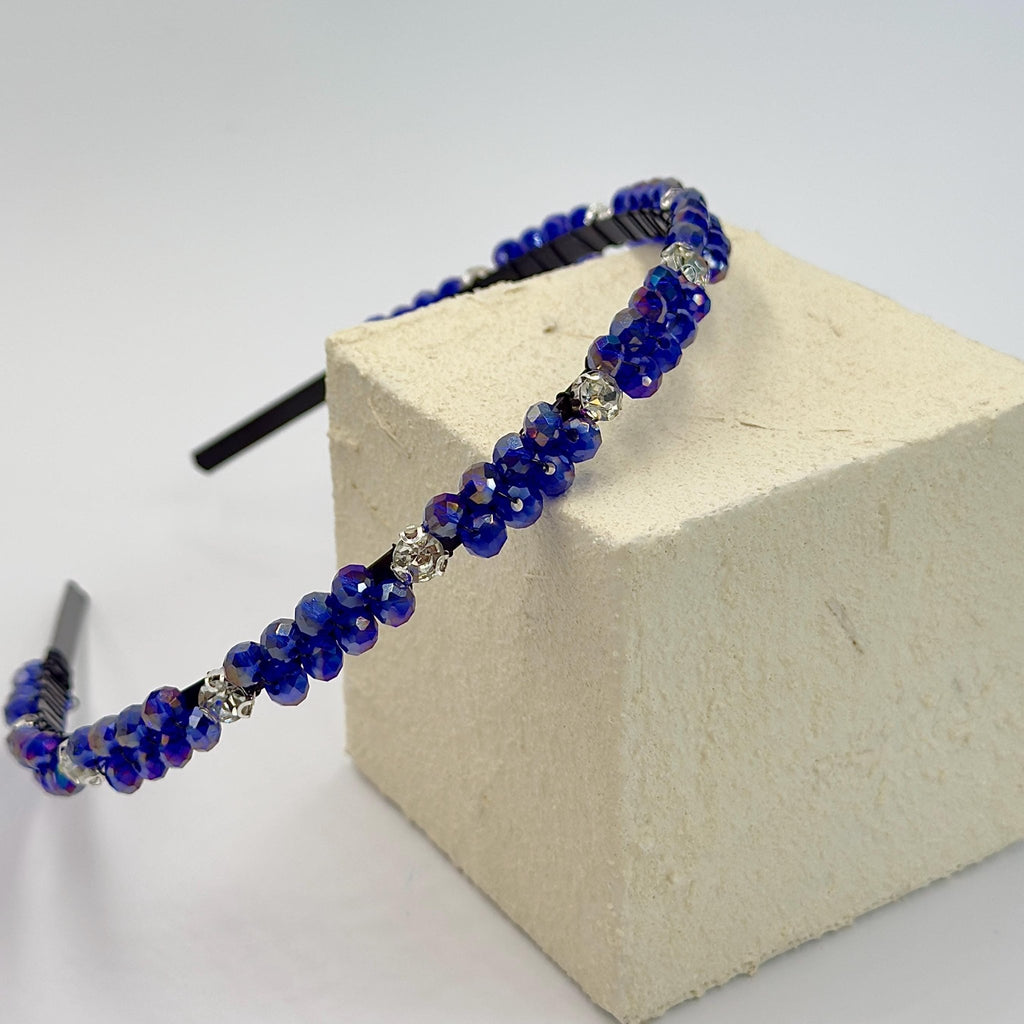 Handgefertigtes Kristall - Haarband in Saphirblau, elegante blaue Kronen - Tiara mit tiefblauen Kristallen, Braut - und Abendmode, Hochzeits - AVYRAA BRIDAL