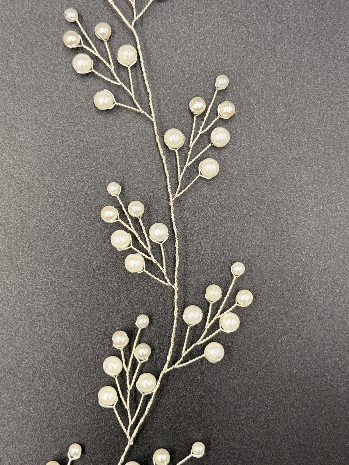 Llong flexible hair vine in gold or silver with delicate pearls for weddings