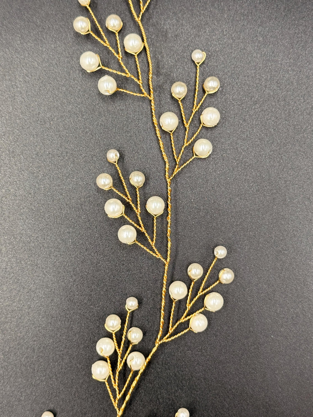 Llong flexible hair vine in gold or silver with delicate pearls for weddings