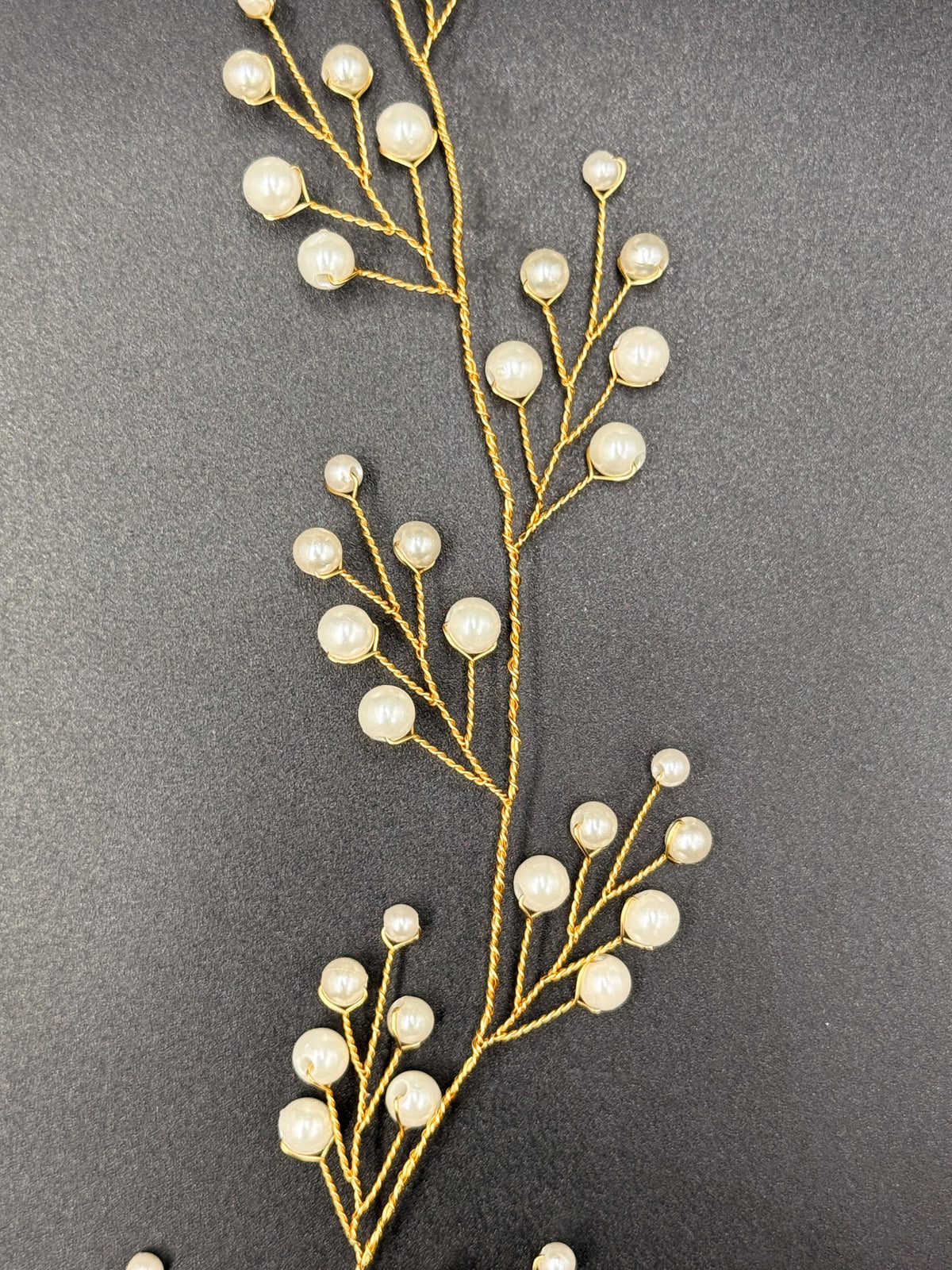 Llong flexible hair vine in gold or silver with delicate pearls for weddings