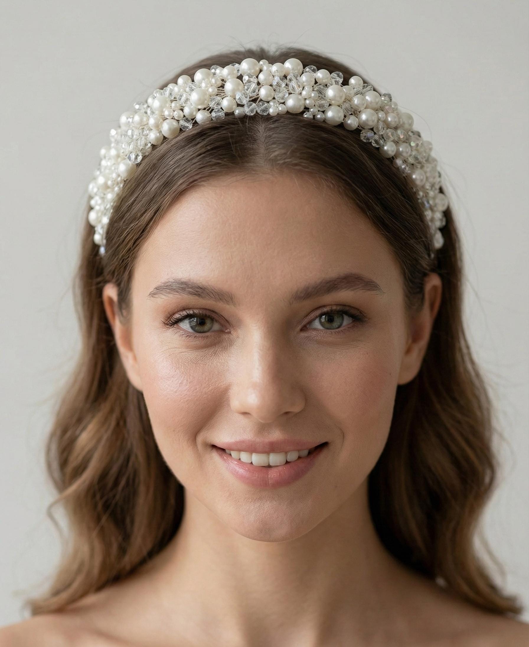 Braut Haarreif Kristall Perlen Draht Haarband Haarschmuck
