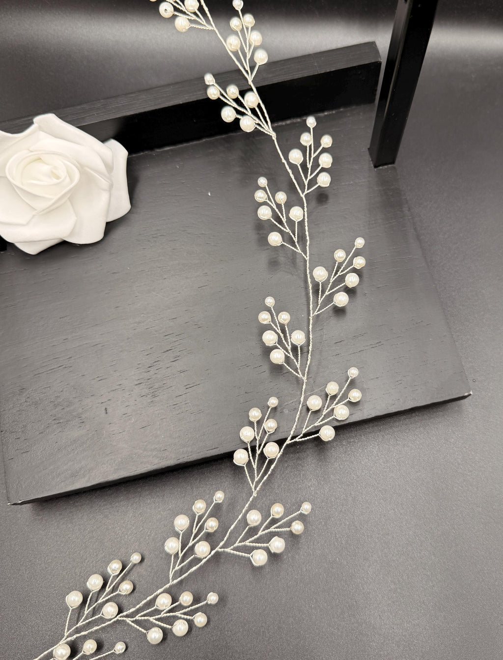 Flexible Bridal Pearl Hair Vine | Gold or Silver Tone, 6–30 Inches