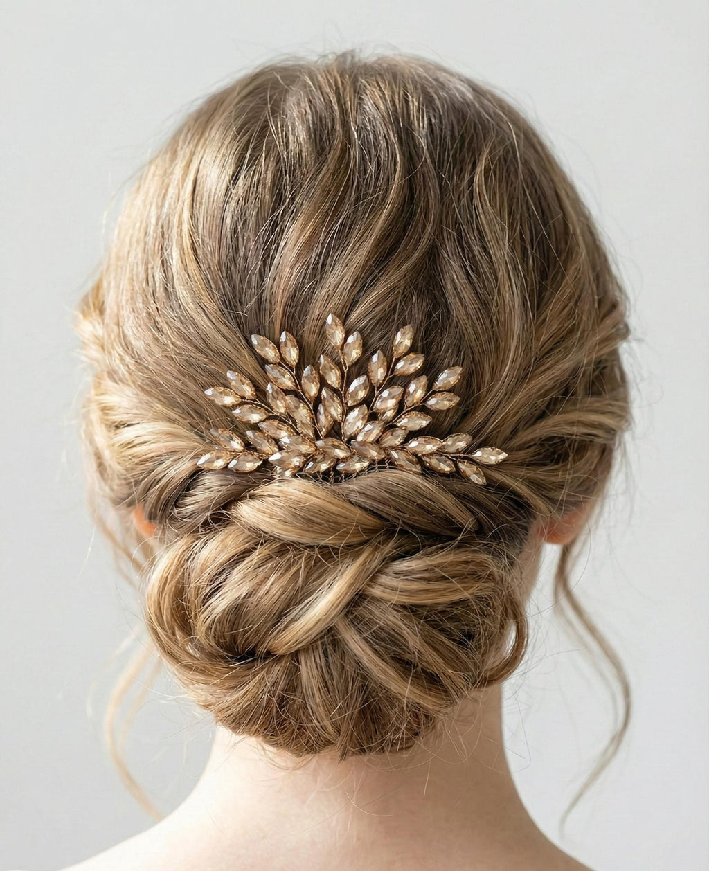 Silver-Tone Bridal Hair Comb with Clear Marquise Leaves | Sparkling Wedding Hairpiece