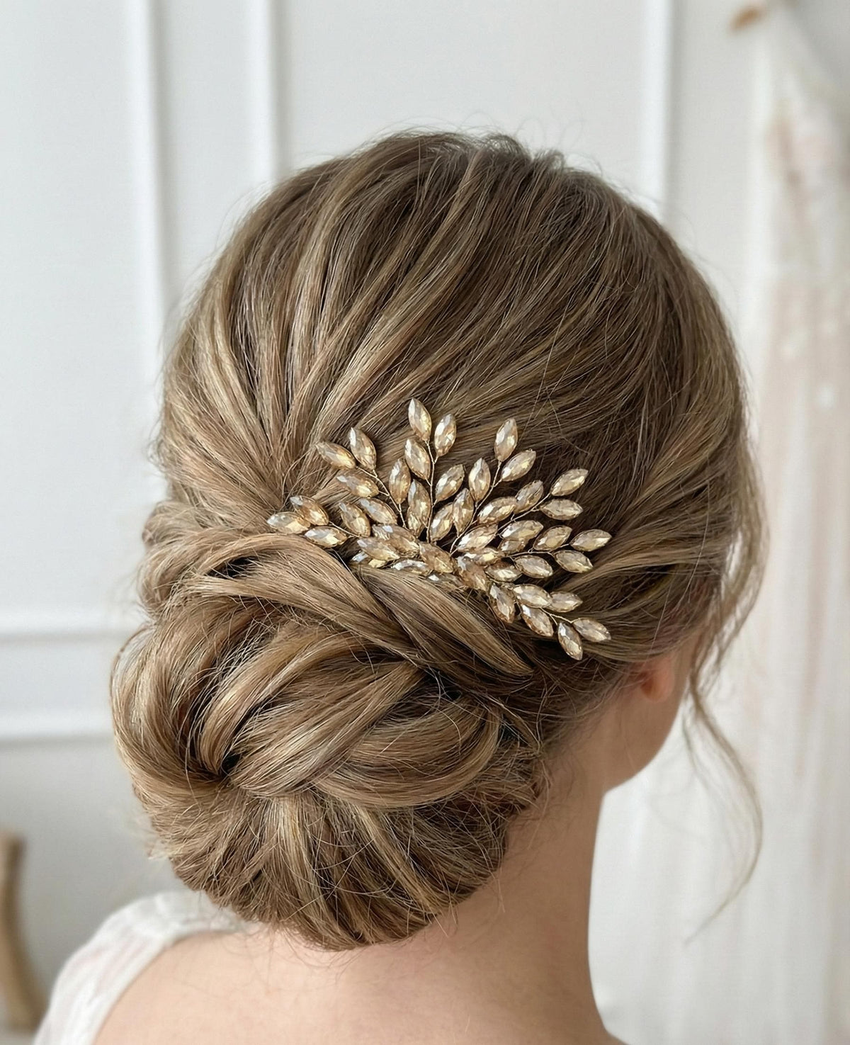 Silver-Tone Bridal Hair Comb with Clear Marquise Leaves | Sparkling Wedding Hairpiece