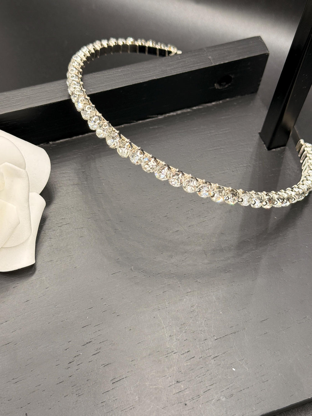 Clear Stone Bridal Headband | Slim Silver-Tone Wedding Hairband for Elegant Updos
