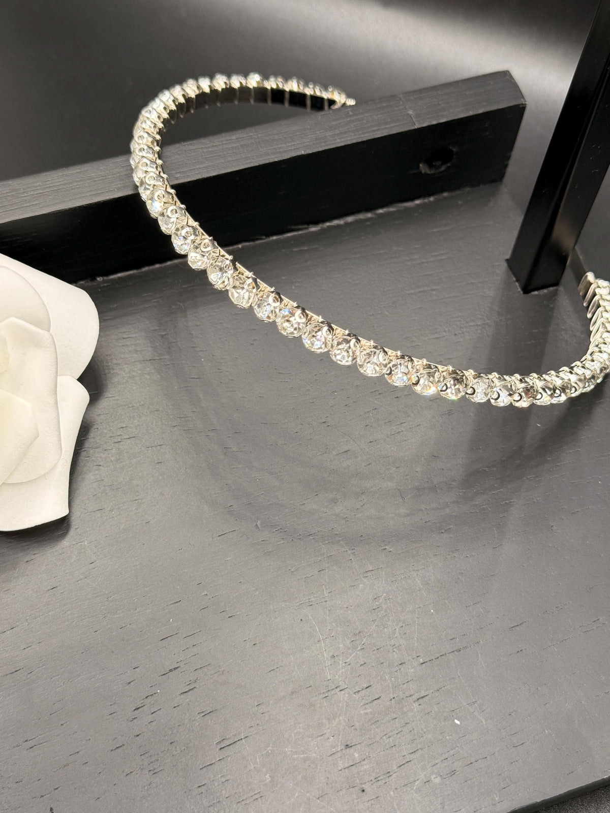 Clear Stone Bridal Headband | Slim Silver-Tone Wedding Hairband for Elegant Updos