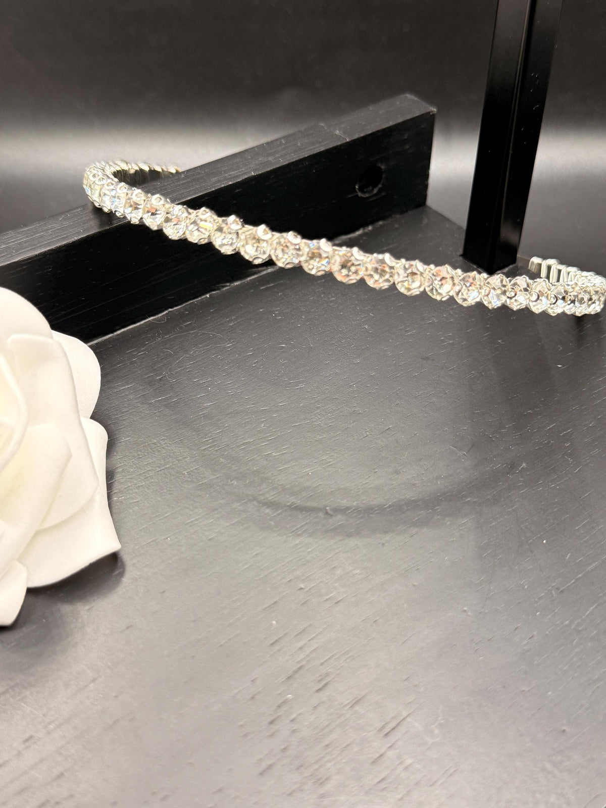 Clear Stone Bridal Headband | Slim Silver-Tone Wedding Hairband for Elegant Updos