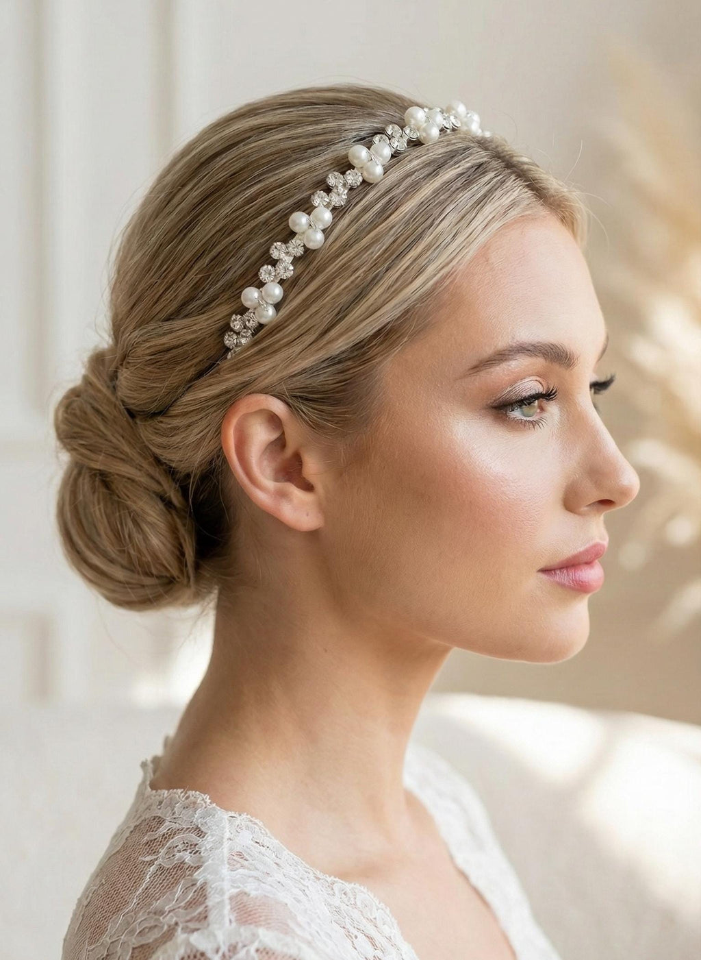 Braut Haarreif Kristall Perlen Draht Haarband Haarschmuck