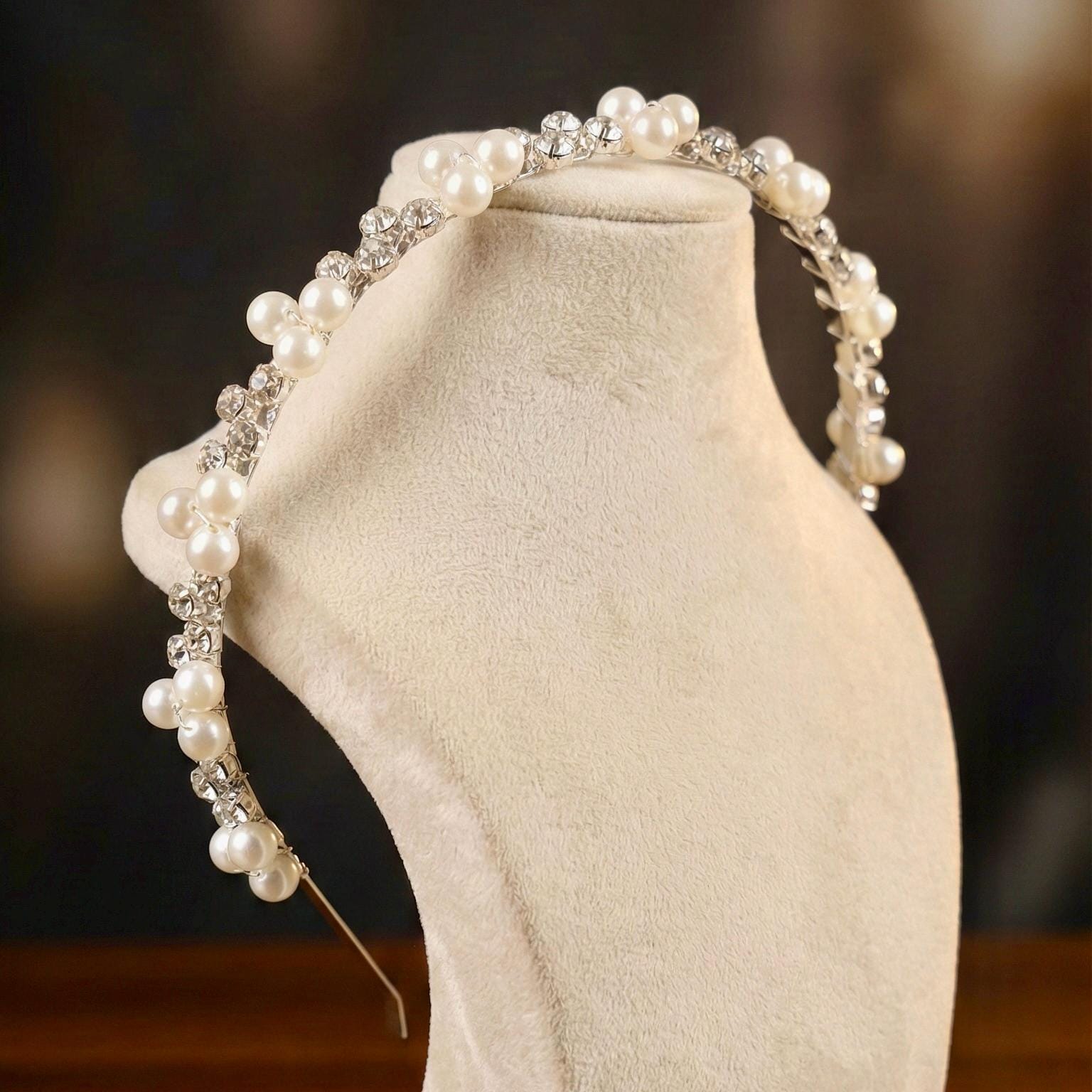 Braut Haarreif Kristall Perlen Draht Haarband Haarschmuck