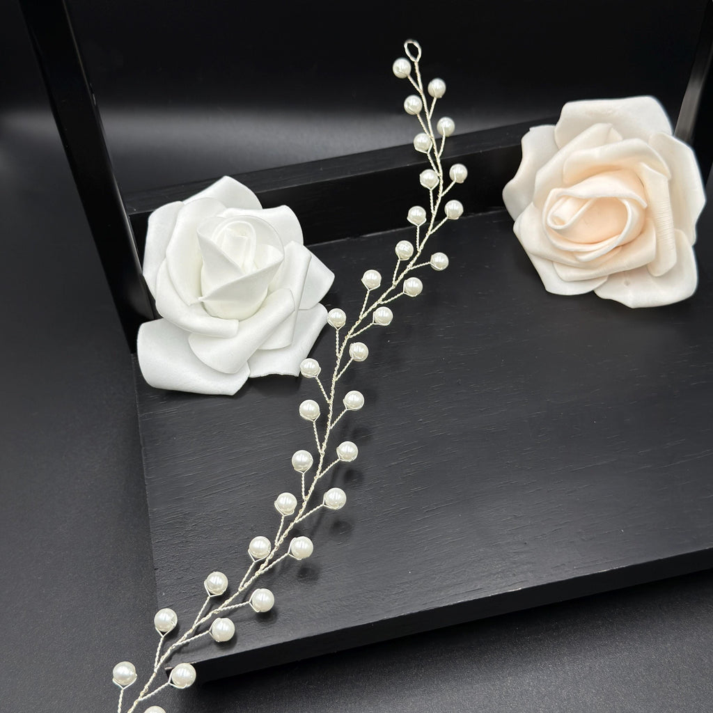 Pearl Bridal Hair Vine | Flexible Gold- or Silver-Tone Wedding Hair Accessory