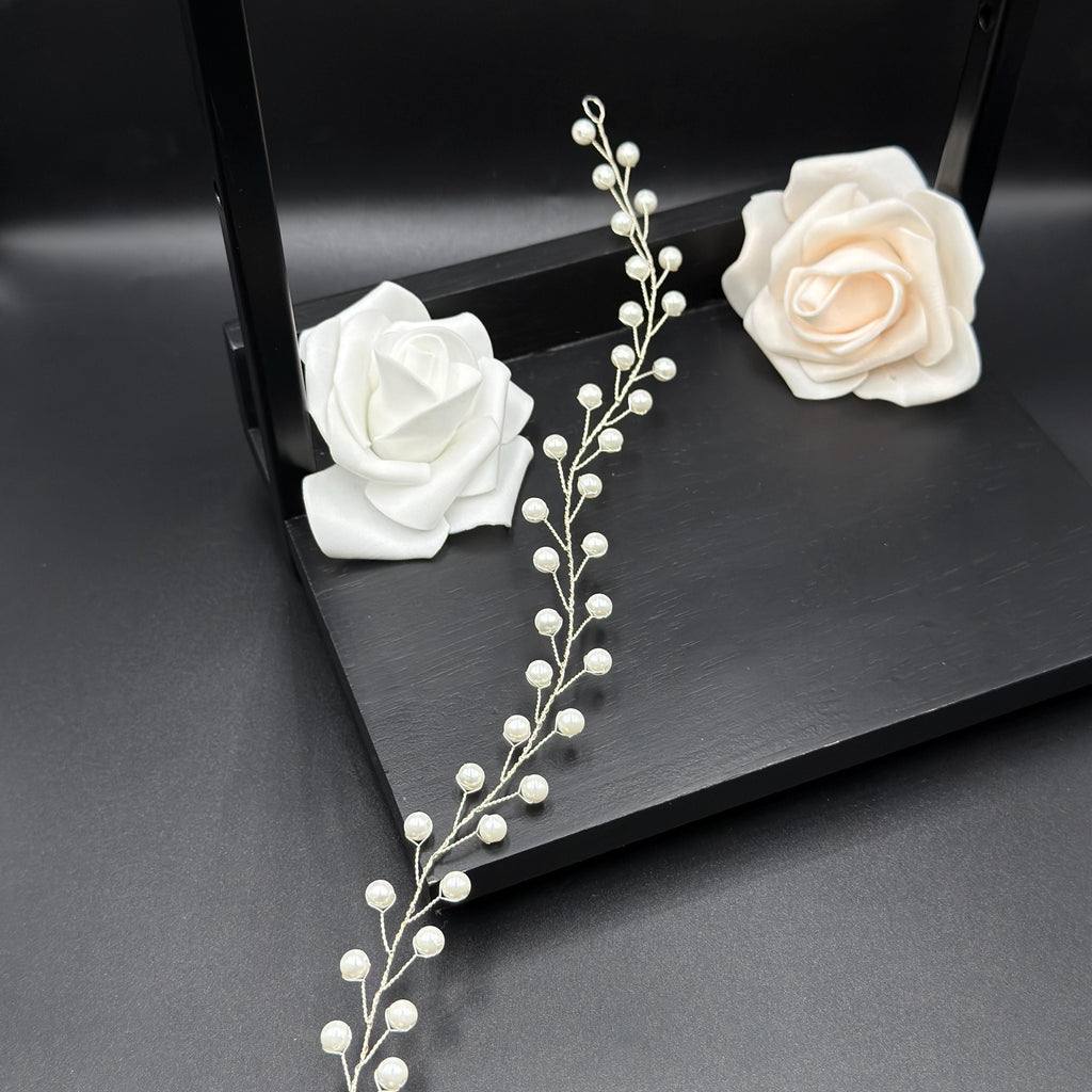 Pearl Bridal Hair Vine | Flexible Gold- or Silver-Tone Wedding Hair Accessory