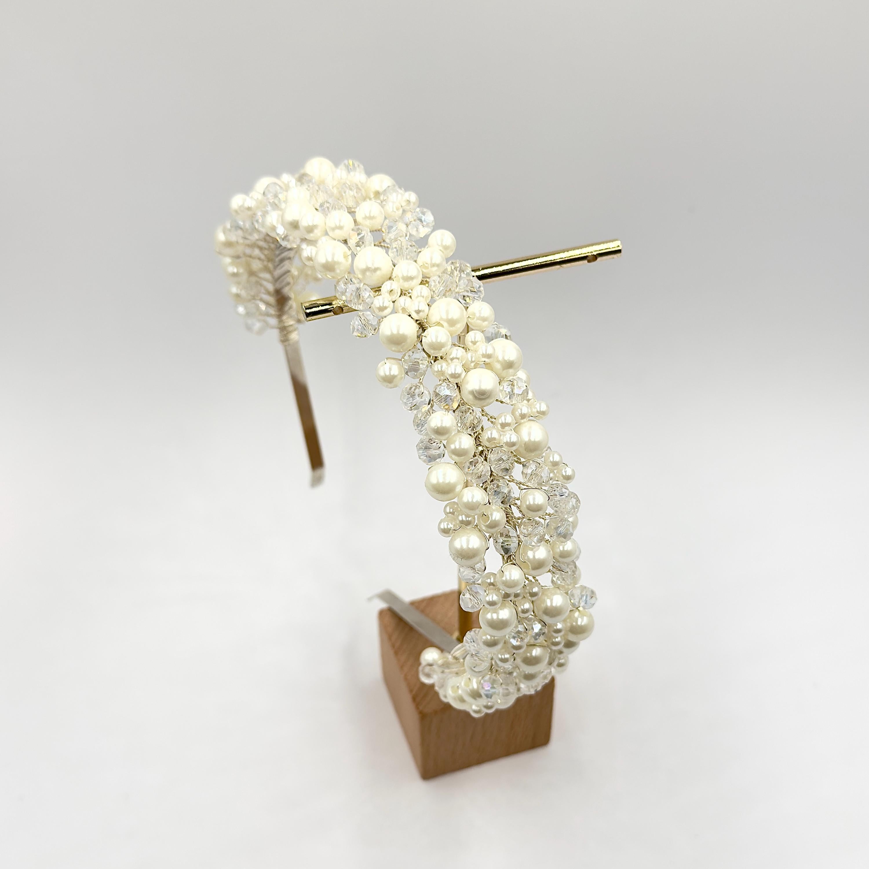 Braut Haarreif Kristall Perlen Draht Haarband Haarschmuck