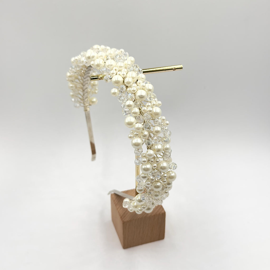 Braut Haarreif Kristall Perlen Draht Haarband Haarschmuck