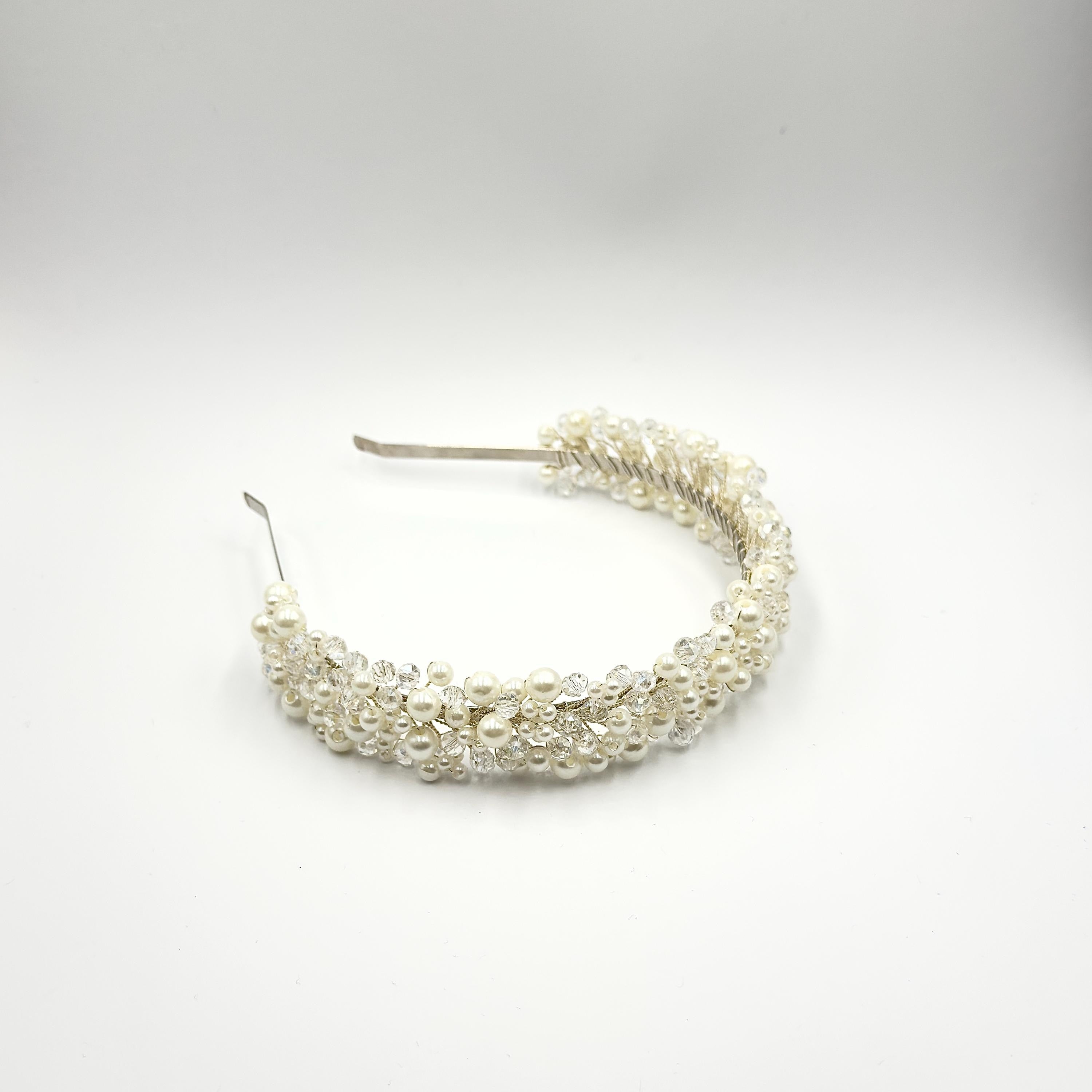 Braut Haarreif Kristall Perlen Draht Haarband Haarschmuck