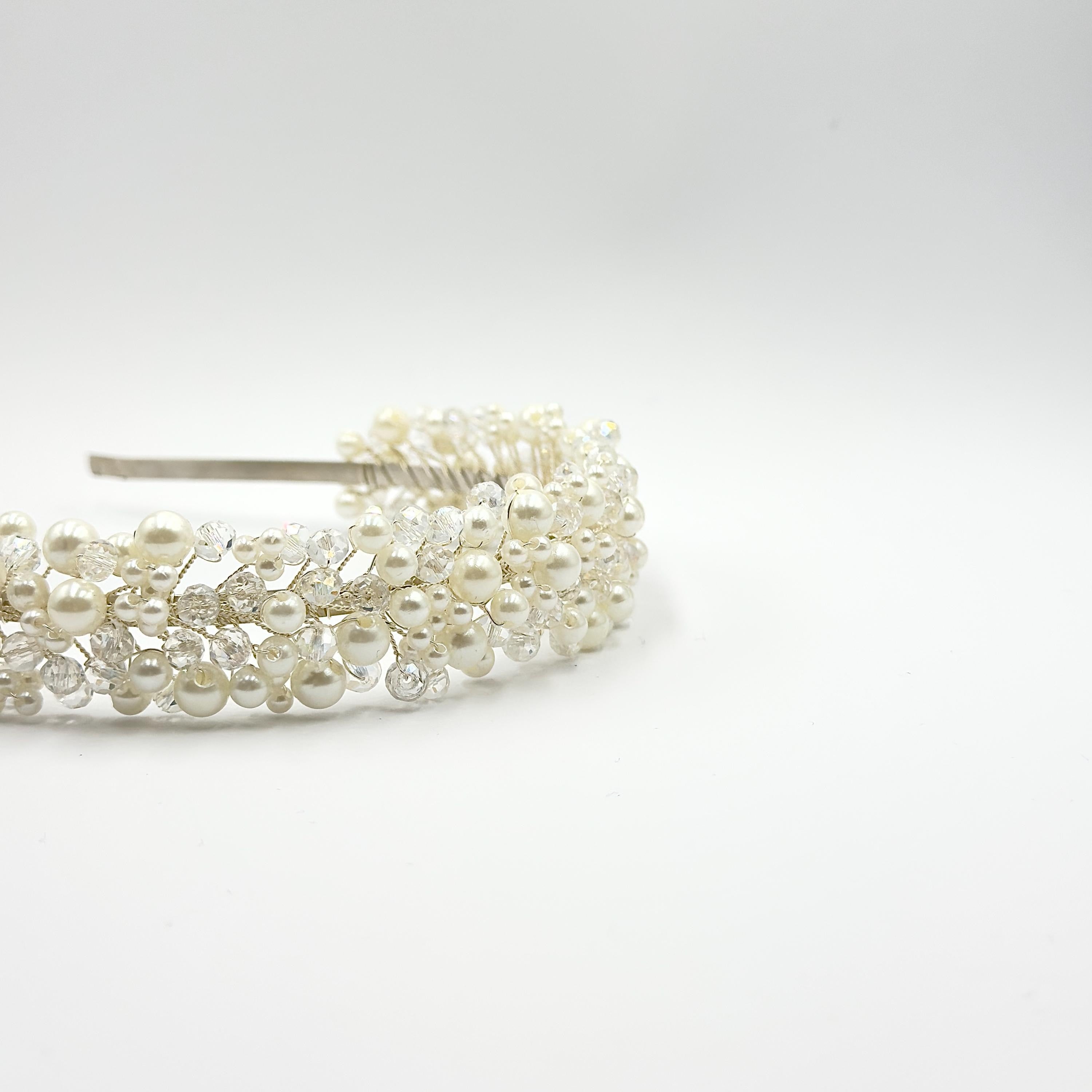 Braut Haarreif Kristall Perlen Draht Haarband Haarschmuck